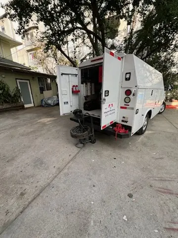 Magnet Plumbing service vehicle on-site for Sewer Line Repair in Dana Point